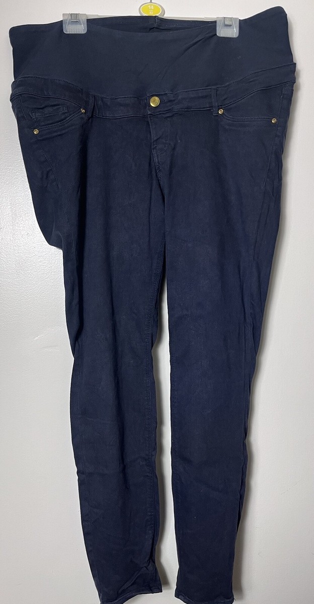 H&M MAMA Dark Navy Blue Skinny Under Bump Maternity Jeans Size XL UK 18