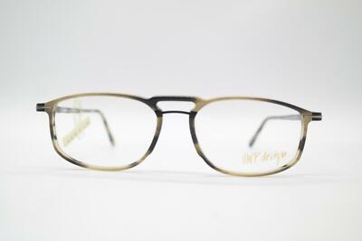 Vintage OWP Design 7558 Olive Silver Black Oval Glasses Frame NOS