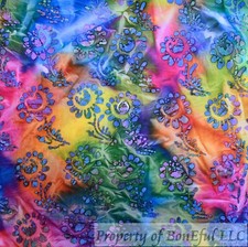 BonEFul FQ Cotton Quilt Rainbow Batik Flower Texture Blender Gay Pride Heart Dot