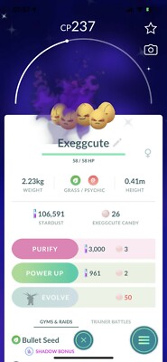 Shiny Shadow Exeggcute  -MlNl P T C - Read Description