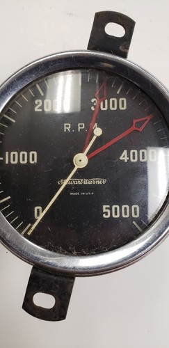 VINTAGE STEWART WARNER 3.25'' 5000 RPM CURVED GLASS TACHOMETER ...