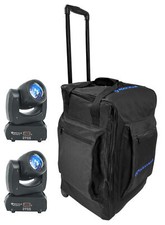 2 Rockville Rock Beam DC DJ Club Stage Pro Moving Head Lights Rolling Travel Bag