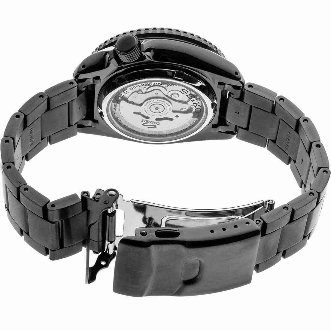 Seiko Men's Seiko 5 Automatic Black Dial Black Ion Finish Bracelet Watch  SRPD65 | eBay