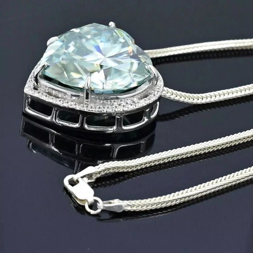 RARE 25 Ct Blue Treated Diamond Pendant Heart Shape Great Luster VVS1 Certified - Picture 3 of 6