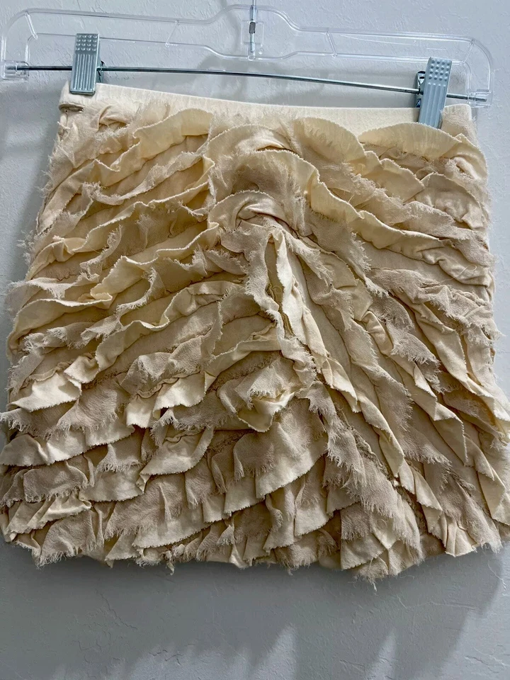 Crewcuts Kids By J CREW, Ruffled Cream/Tan Skirt Size 8 - Image 3 of 4