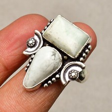 Howlite Gemstone Handmade 925 Sterling Silver Jewelry Ring Size 8