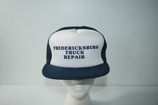 Vintage Fredericksburg Truck Repair Snapback Trucker Mesh Hat Cap Navy Blue