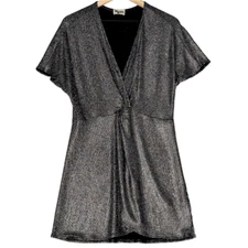 Show Me Your Mumu Get Twisted Disco Glitz Silver Striped Mini Party Dress Size M