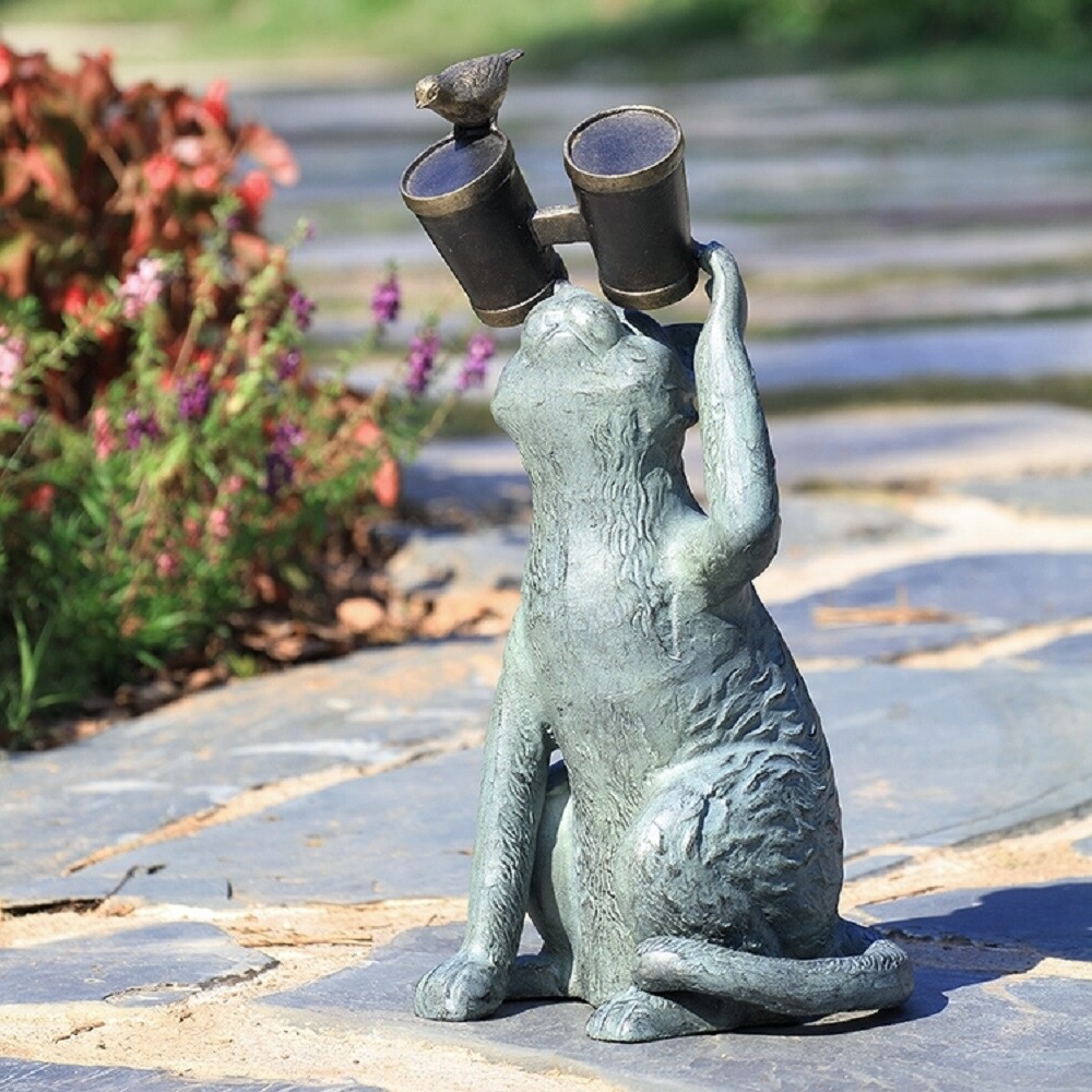 SPI Home 34906 Observant Cat Bird Garden Sculpture Statue With