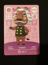 LIONEL ANIMAL CROSSING AMIIBO SERIES 1 CARD #072 TRACKED AU POST geniuine