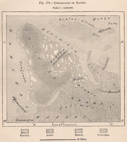 Inhabitants of Kanem. Chad. The Chad Basin 1885 old antique map plan chart