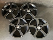 (4) VW Volkswagen Golf Jetta Rabbit Black Powder Coat Wheels Rims + Caps 17"