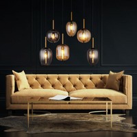 HäNgelampe Pendelleuchte Esszimmerlampe Retro Glas Wohnzimmerleuchte H 120 Cm