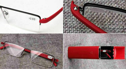 TR90 Reading Glasses Half Frame Eyebrow Line Eyeglass Metal Brush Pot +1.0~+4.0 - Picture 4 of 18