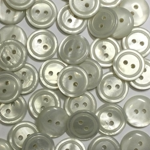 New! Italian Rainbow Faux Pearl Poly Button w/Circle Rim 13mm 18mm 2hole - Picture 3 of 7