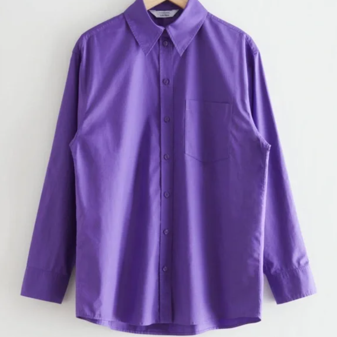 ALTRA Other Stories Camicia elegante oversize cotone con bottoni viola taglia L