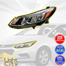 For 2016-2019 Chevy Cruze Halogen Headlight With Bulb w/o LED DRL Driver Side