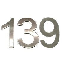 Stick-On House Numbers - No 139 - Stainless Steel - 10cm - Door, Fence, Gate