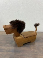 Vintage Swank Japan MCM J.V. Orel Lion Wood Trinket Box Pencil Holder Zoo Line C