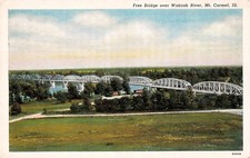 Mt Carmel IL Illinois Princeton Free Bridge Train Railroad Vtg Postcard E56