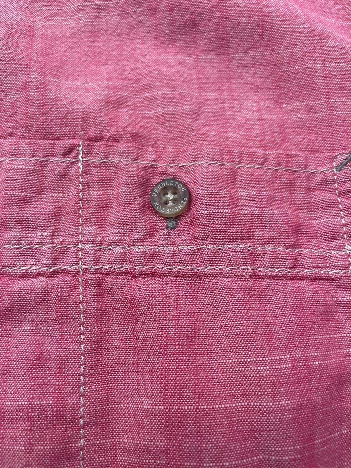 Pendleton Berkeley Shirt Red Chambray Short Sleev… - image 7