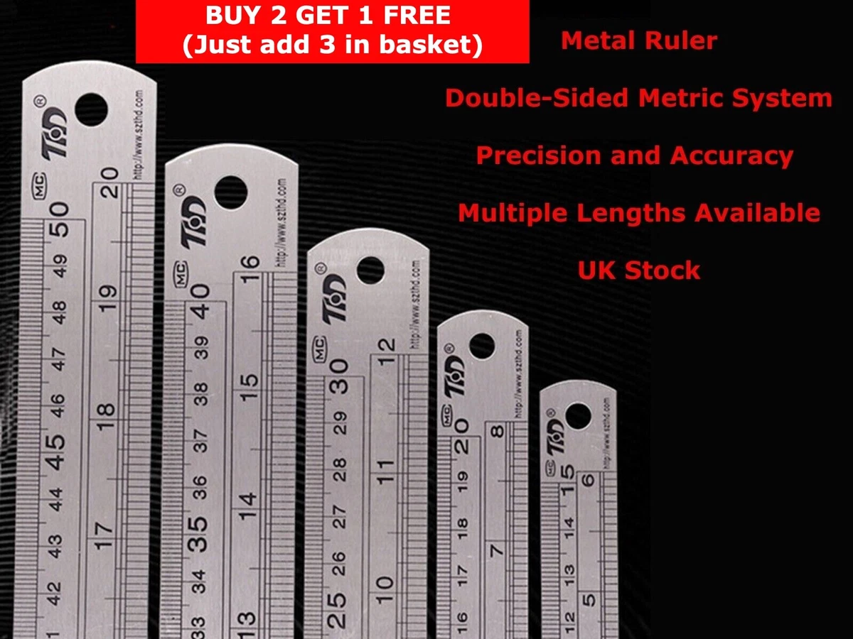Stainless Steel Ruler 60cm Double Sided STAINLESS STEEL METAL Straight ...