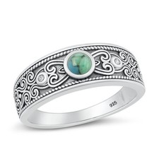Genuine Turquoise Promise Heart Love Ring 925 Sterling Silver Band Sizes 5-10