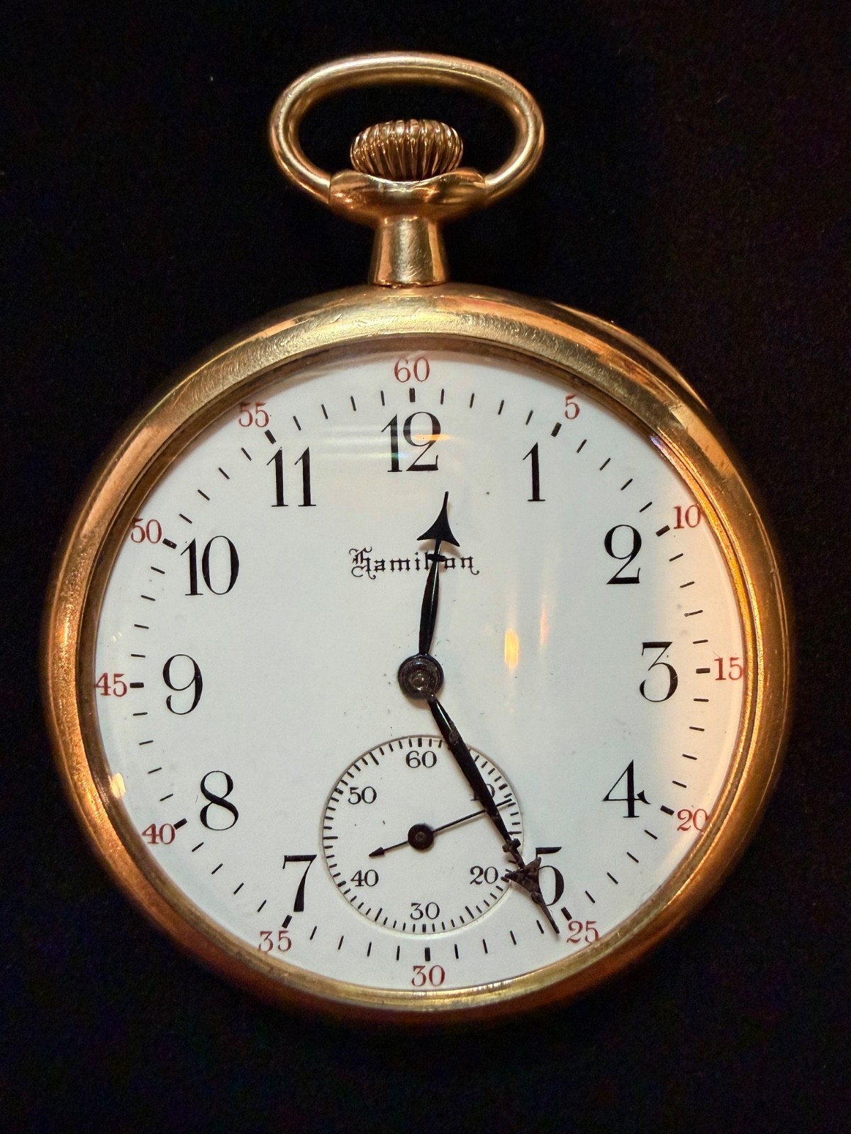 Hamilton 910 Pocket Watch 17 Jewel Gold Filled Swing Out Case Runs Needs Service