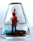 Vintage Hand Carved Painted Fisherman Lucite/Acrylic Unique Canada Paperweight — photo 3
