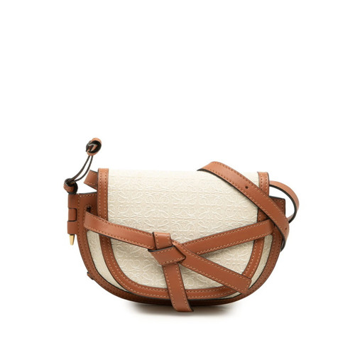 Loewe Mini Gate Crossbody Shoulder Bag, Ivory Brown Canvas Leather... GZl1lpum