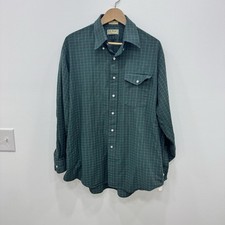 Vintage L.L. Bean Shirt Men 17.5-35 Plaid Single Needle Button Down