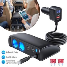 9 In1 Cigarette Lighter Splitter12v24v Car Charger Adapter Fit Truck Rv Suv