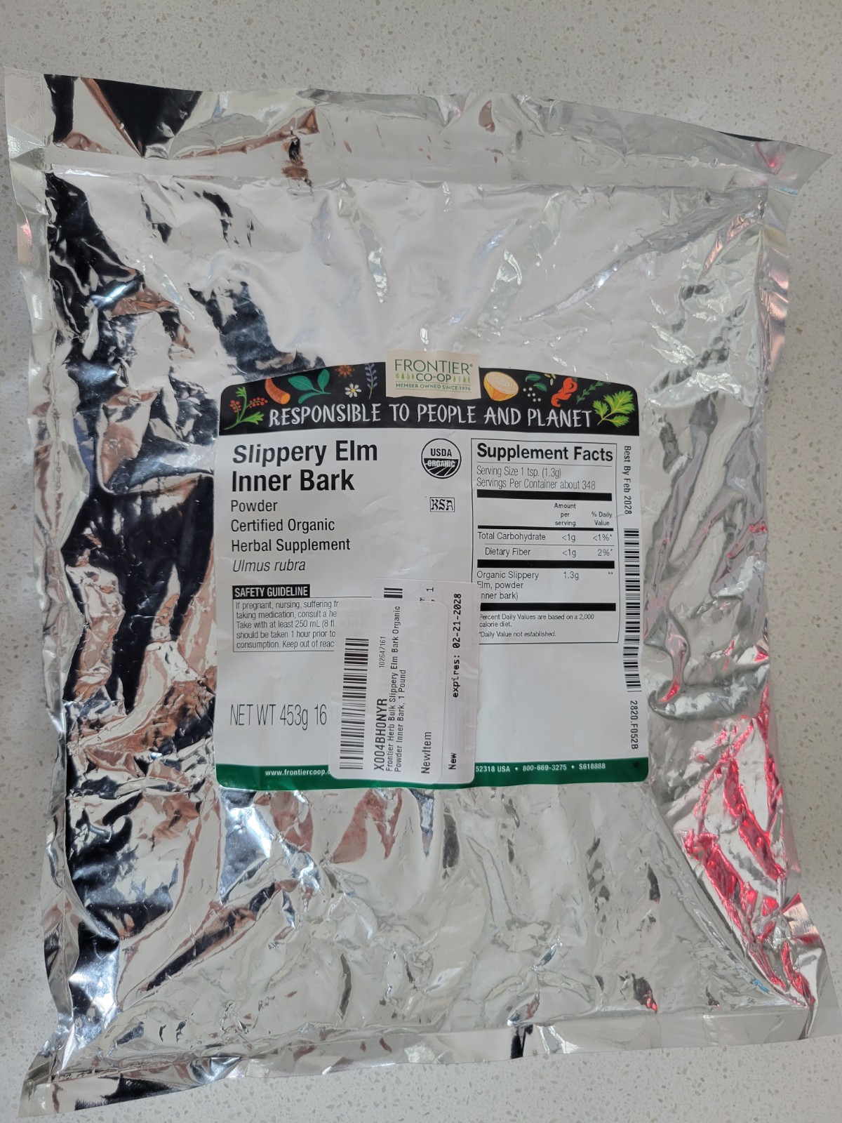 Slippery Elm Inner Bark Powder 1 Lb By Frontier Coop