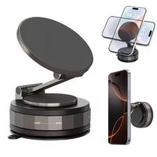 360  Vacuum Magnetic Phone Holder - Suction Cup Car Mount with Foldable Stand