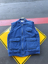 St. John's Bay Blue Corduroy Zip Front Vest L Regular, Made in Korea