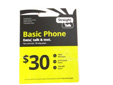 Straight Talk REFILL 30 Basic Phone Card NOT SMART PHONES E - Delivery 