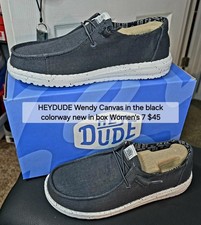 Hey Dude Wendy Canvas In Black New In Box Women's Size 7 Shoes