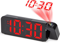 Projector Clock for Bedroom Digital Alarm Clocks Bedside with Ceiling Display, T