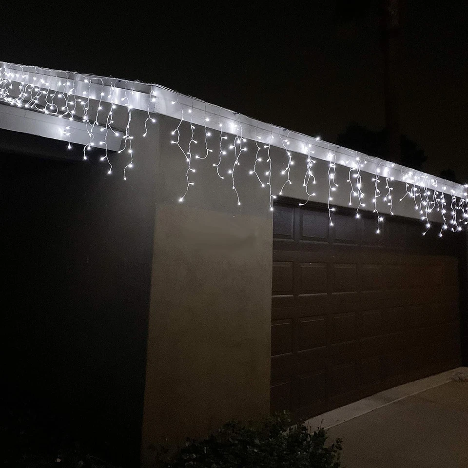 224 LED Christmas Icicle Lights for Indoor & Outdoor Decorations (Pure White) - Image 2 of 4