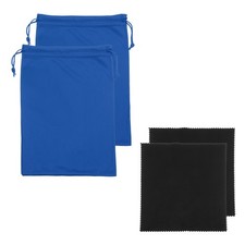 Ski Goggle Bag, Microfiber Bag with Cleaning Cloth 2 Pcs Blue