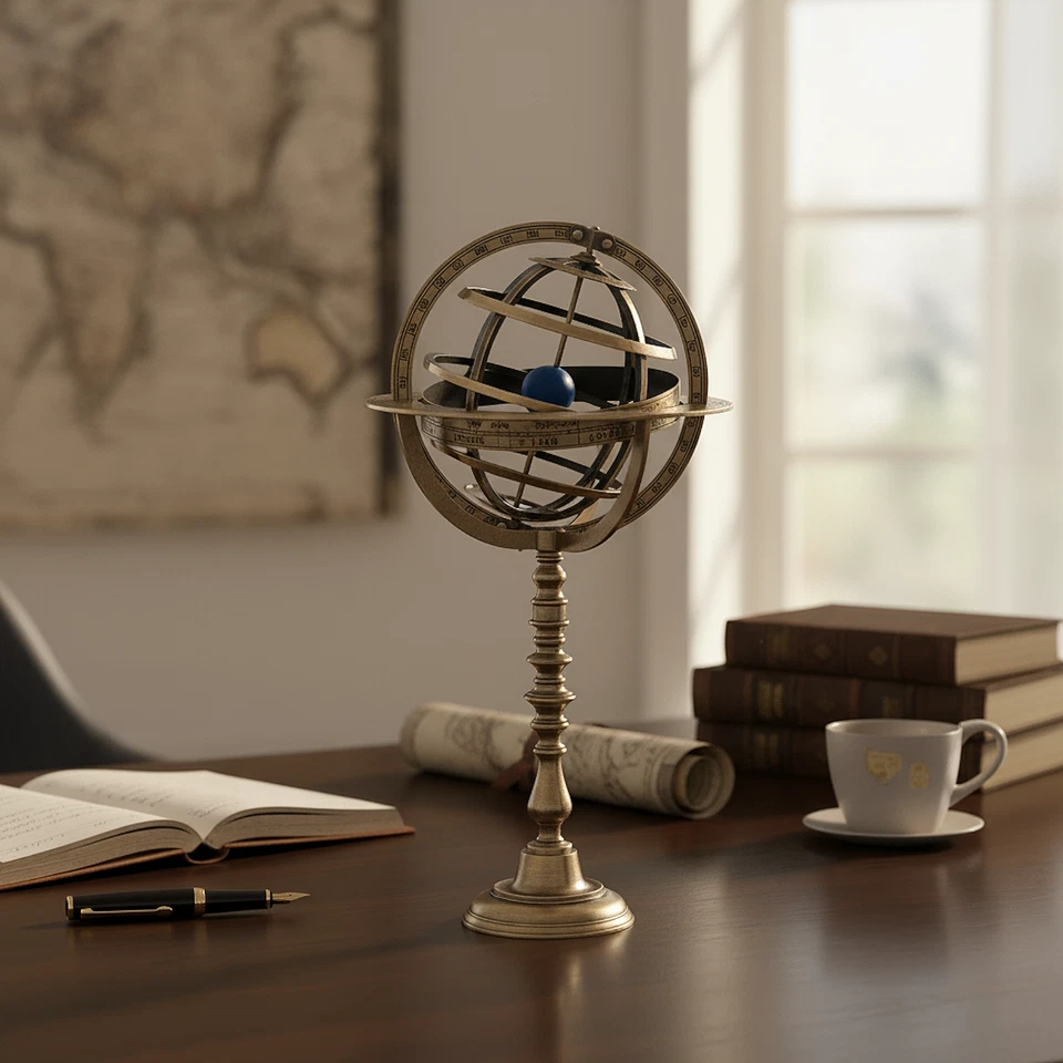 Decoración Globo Esfera Armilar Latón - Adorno Escritorio Astronomía Estilo Vintage Foto 3 de 4