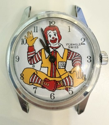 Vintage Ronald McDonald 17 Jewel Watch, Automatic, Swiss, McDonald s Memorabilia