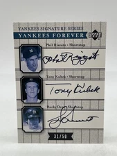 2003 UD Yankees Forever Triple Auto P. Rizzuto/T. Kubek/B. Dent YF-RKD #31/50!!!