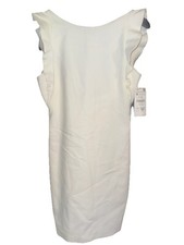 Zara Medium Sleeveless Flutter Feminine Flirty White Mini Dress Open Back Zip