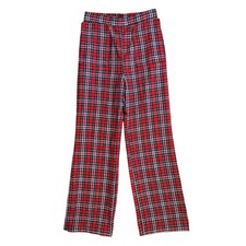 60s 70s Plaid Retro Blue Red High Waisted Flared Leg Pant Womens Sz S