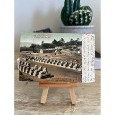 Antique Egypt Karnak Avenue of Sphinxes Postcard Cairo Egyptian Stamp