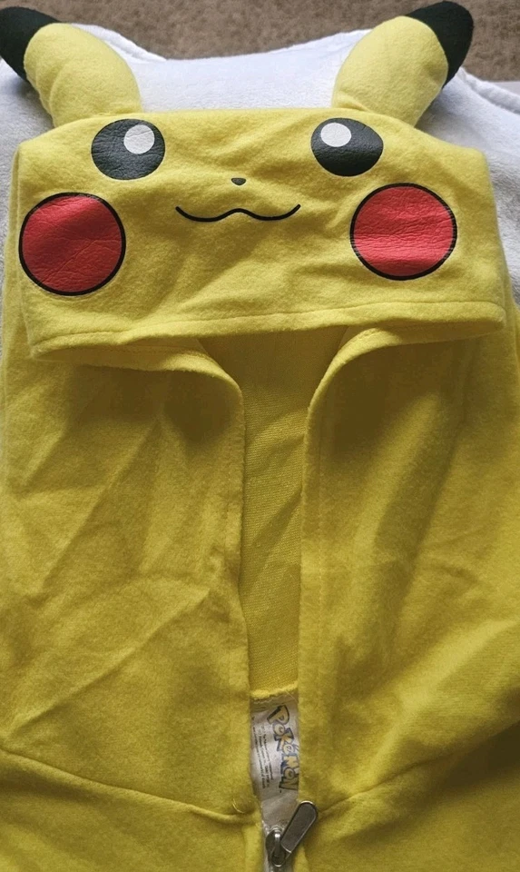 皮卡丘口袋妖怪连帽拉链一件皮斯服装睡衣成人 M — 第 3/4 张图片