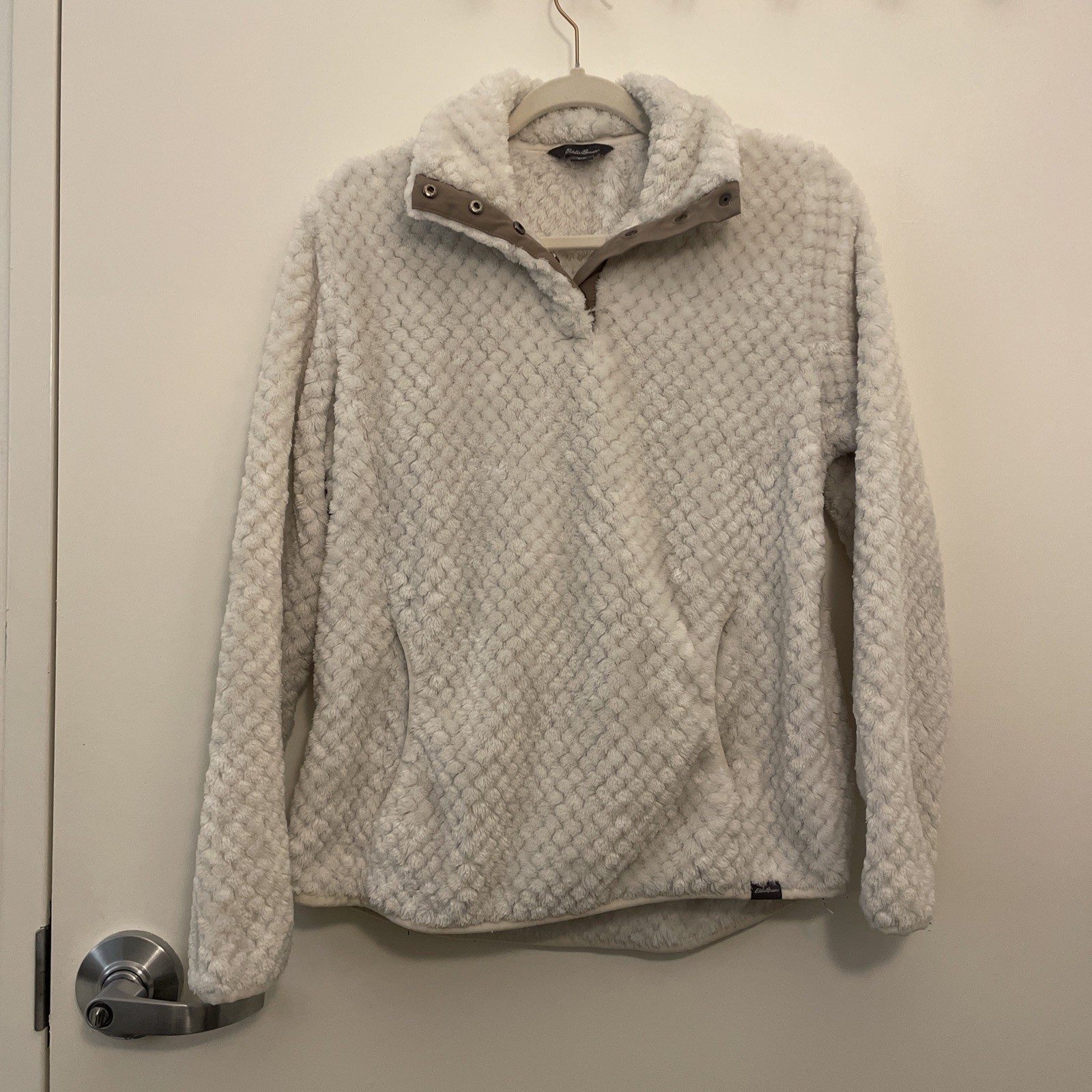 Eddie Bauer Fluffy Jacket White Pullover Quarter … - image 1