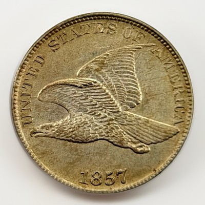 1857 1c Flying Eagle Cent Choice BU Details Nice Eye Appeal Strong Strike UNC