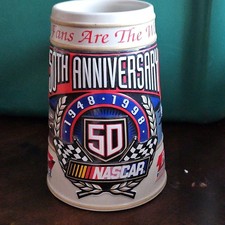 Budweiser NASCAR 50th Anniversary Stein 1997 Breweriana Collectible